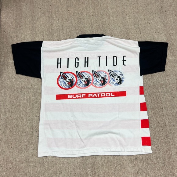 Vintage Wilson High Tide Shirt Mens Large Red 1990s Surfing Striped - Picture 6 of 10